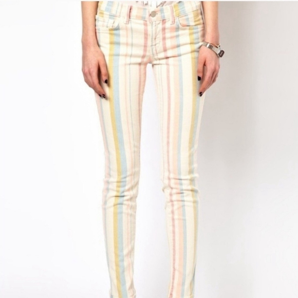 NWT J Brand Skinny Low-rise Candy Stripe Jean Legging 28 - Picture 2 of 10